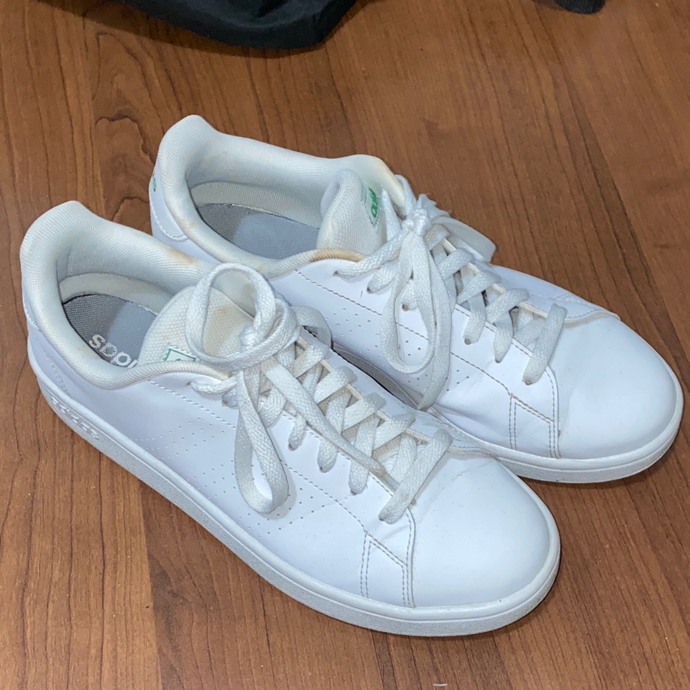 Adidas White Sneakers with green accents